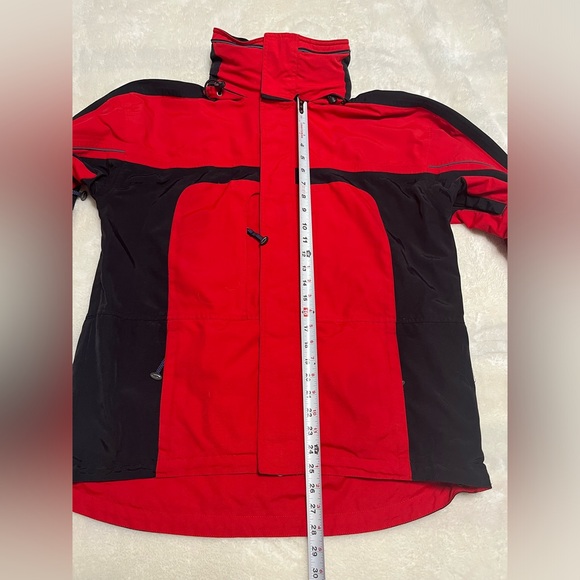 Obermeyer ATC Red & Black Ski Snowboard Jacket Mens Sz M Hood Zip Pockets lined - Picture 11 of 16